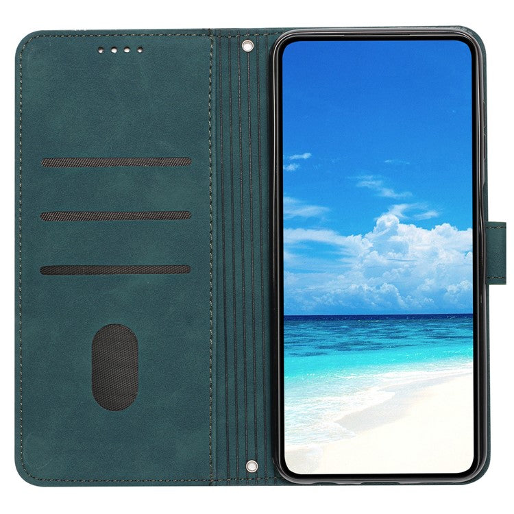 For Xiaomi Redmi Note 14 5G Case Viewing Stand PU Leather Phone Cover Imprinted Pattern - Green