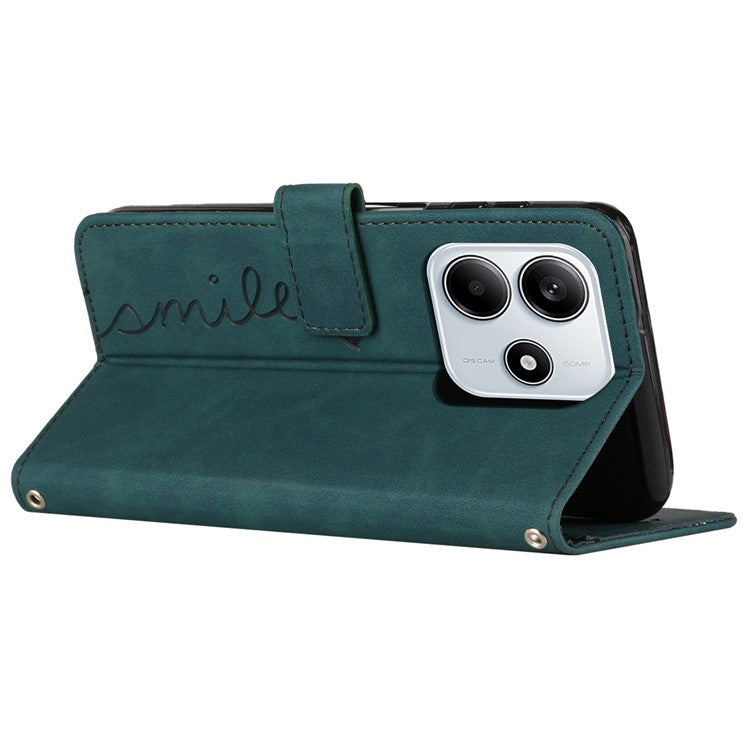 For Xiaomi Redmi Note 14 5G Case Viewing Stand PU Leather Phone Cover Imprinted Pattern - Green