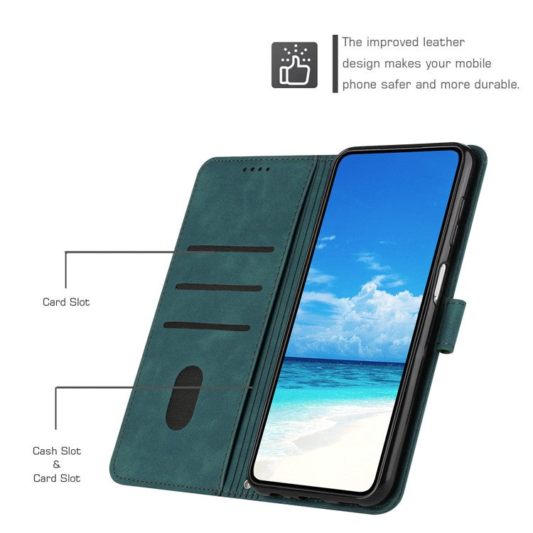 For Xiaomi Redmi Note 14 5G Case Viewing Stand PU Leather Phone Cover Imprinted Pattern - Green