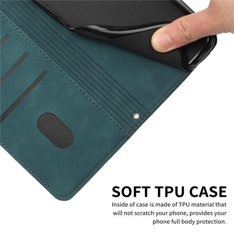 For Xiaomi Redmi Note 14 5G Case Viewing Stand PU Leather Phone Cover Imprinted Pattern - Green