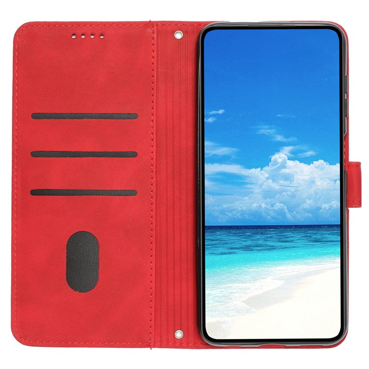 For Xiaomi Redmi Note 14 5G Case Viewing Stand PU Leather Phone Cover Imprinted Pattern - Red