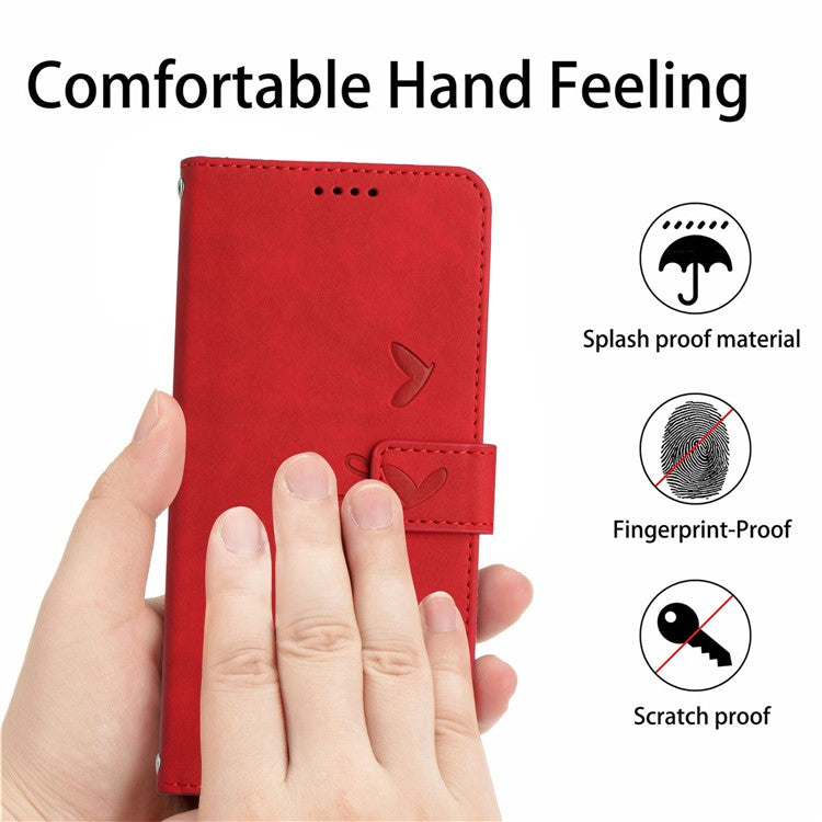 For Xiaomi Redmi Note 14 5G Case Viewing Stand PU Leather Phone Cover Imprinted Pattern - Red