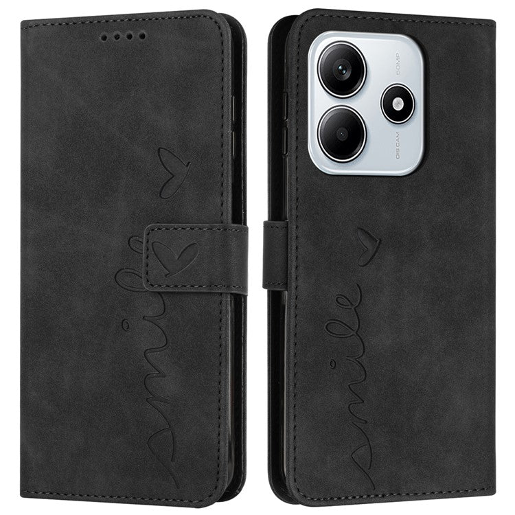 For Xiaomi Redmi Note 14 5G Case Viewing Stand PU Leather Phone Cover Imprinted Pattern - Black