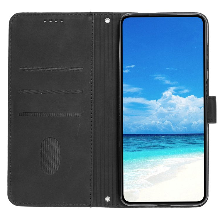 For Xiaomi Redmi Note 14 5G Case Viewing Stand PU Leather Phone Cover Imprinted Pattern - Black