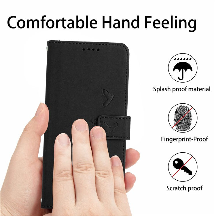 For Xiaomi Redmi Note 14 5G Case Viewing Stand PU Leather Phone Cover Imprinted Pattern - Black