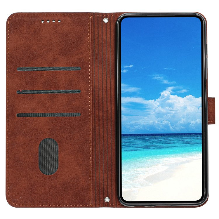 For Xiaomi Redmi Note 14 5G Case Viewing Stand PU Leather Phone Cover Imprinted Pattern - Brown