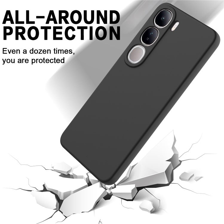 For vivo V40 Lite (Indonesia) 5G  /  4G Case Liquid Silicone Anti-Scratch Phone Cover with Hand Strap - Black