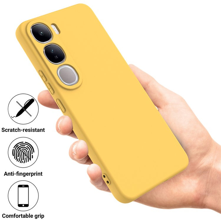 For vivo V40 Lite (Indonesia) 5G  /  4G Case Liquid Silicone Anti-Scratch Phone Cover with Hand Strap - Yellow