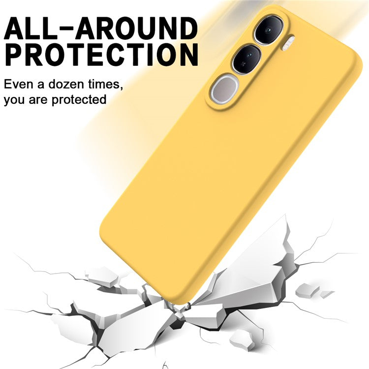 For vivo V40 Lite (Indonesia) 5G  /  4G Case Liquid Silicone Anti-Scratch Phone Cover with Hand Strap - Yellow