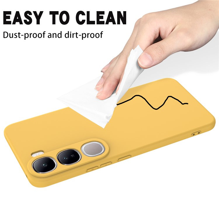 For vivo V40 Lite (Indonesia) 5G  /  4G Case Liquid Silicone Anti-Scratch Phone Cover with Hand Strap - Yellow