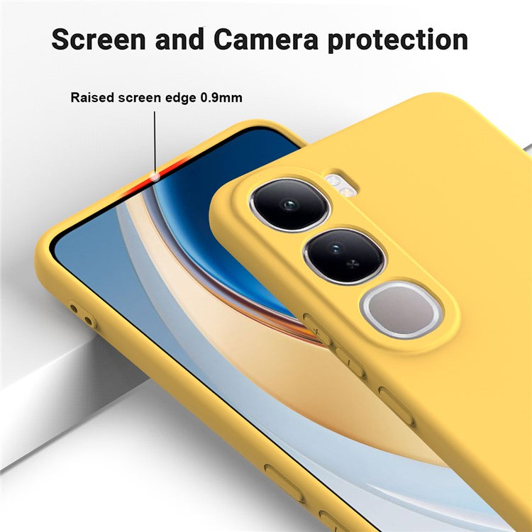 For vivo V40 Lite (Indonesia) 5G  /  4G Case Liquid Silicone Anti-Scratch Phone Cover with Hand Strap - Yellow