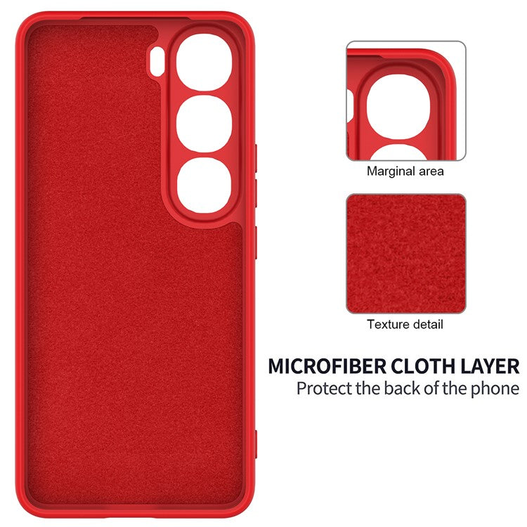 For vivo V40 Lite (Indonesia) 5G  /  4G Case Liquid Silicone Anti-Scratch Phone Cover with Hand Strap - Red