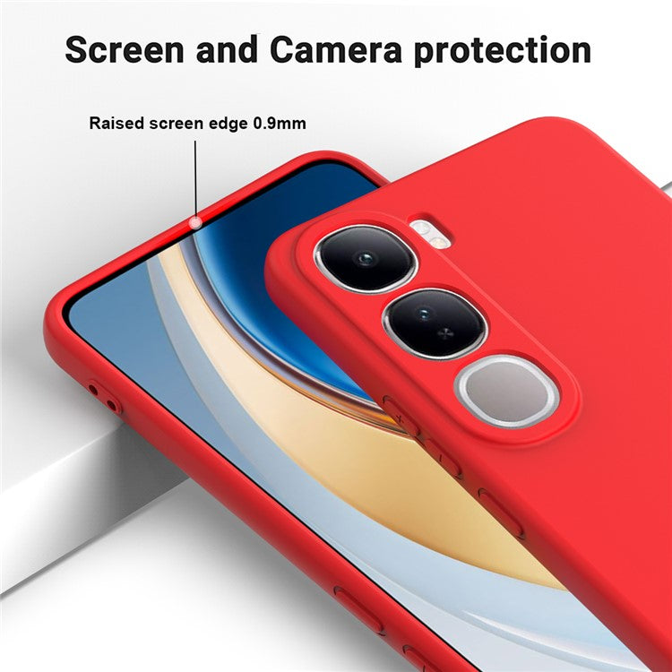 For vivo V40 Lite (Indonesia) 5G  /  4G Case Liquid Silicone Anti-Scratch Phone Cover with Hand Strap - Red