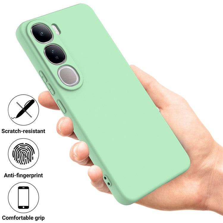 For vivo V40 Lite (Indonesia) 5G  /  4G Case Liquid Silicone Anti-Scratch Phone Cover with Hand Strap - Green