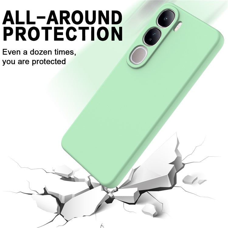 For vivo V40 Lite (Indonesia) 5G  /  4G Case Liquid Silicone Anti-Scratch Phone Cover with Hand Strap - Green