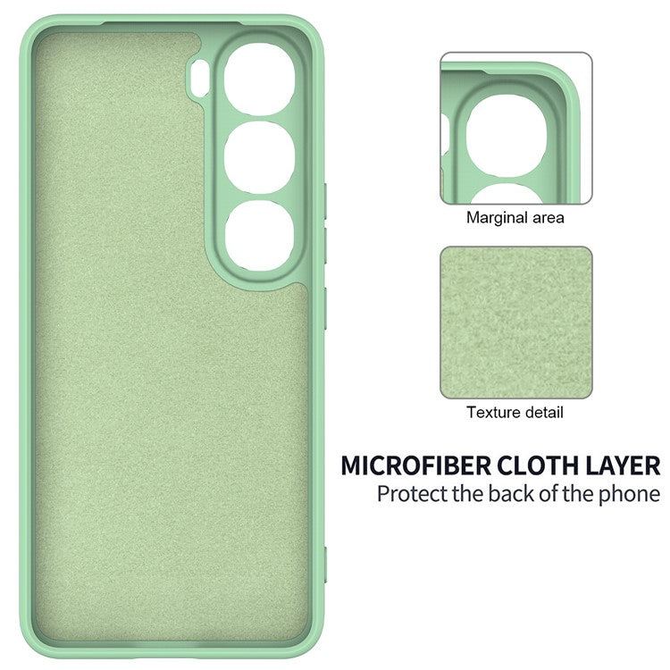 For vivo V40 Lite (Indonesia) 5G  /  4G Case Liquid Silicone Anti-Scratch Phone Cover with Hand Strap - Green