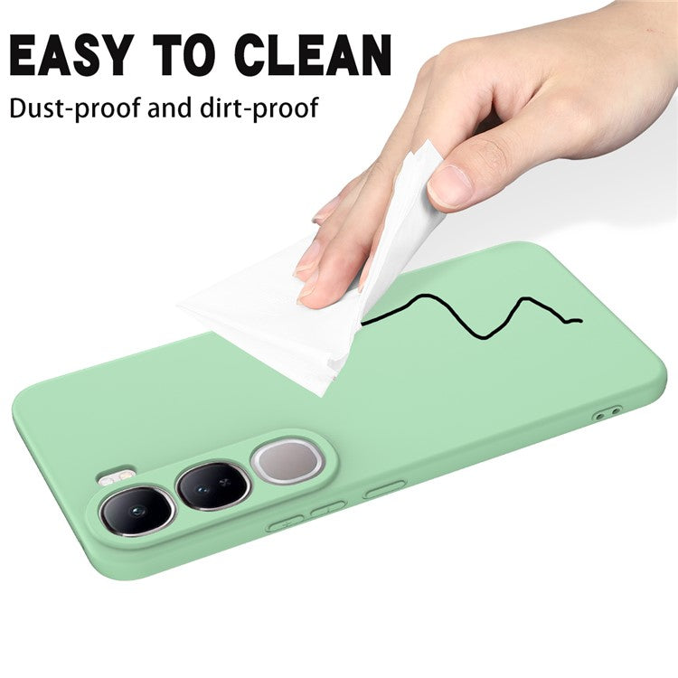 For vivo V40 Lite (Indonesia) 5G  /  4G Case Liquid Silicone Anti-Scratch Phone Cover with Hand Strap - Green