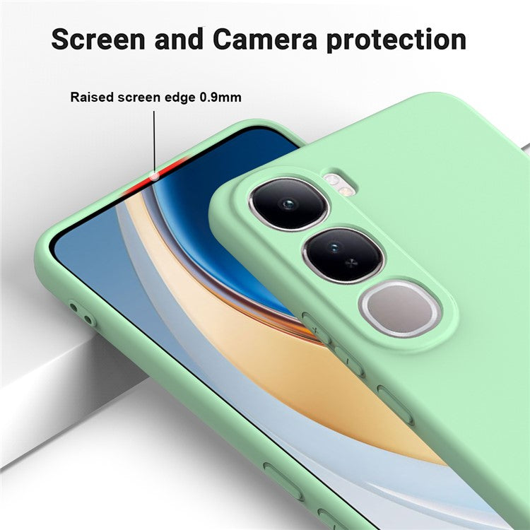 For vivo V40 Lite (Indonesia) 5G  /  4G Case Liquid Silicone Anti-Scratch Phone Cover with Hand Strap - Green