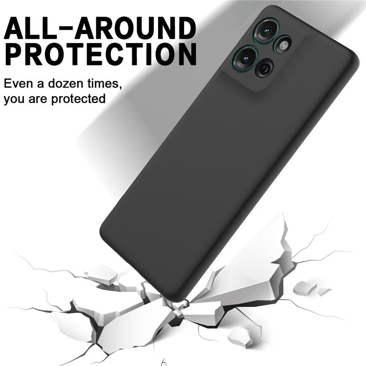 For Motorola Moto G75 5G Case Liquid Silicone Anti-Scratch Phone Cover with Hand Strap - Black