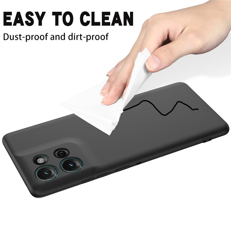 For Motorola Moto G75 5G Case Liquid Silicone Anti-Scratch Phone Cover with Hand Strap - Black