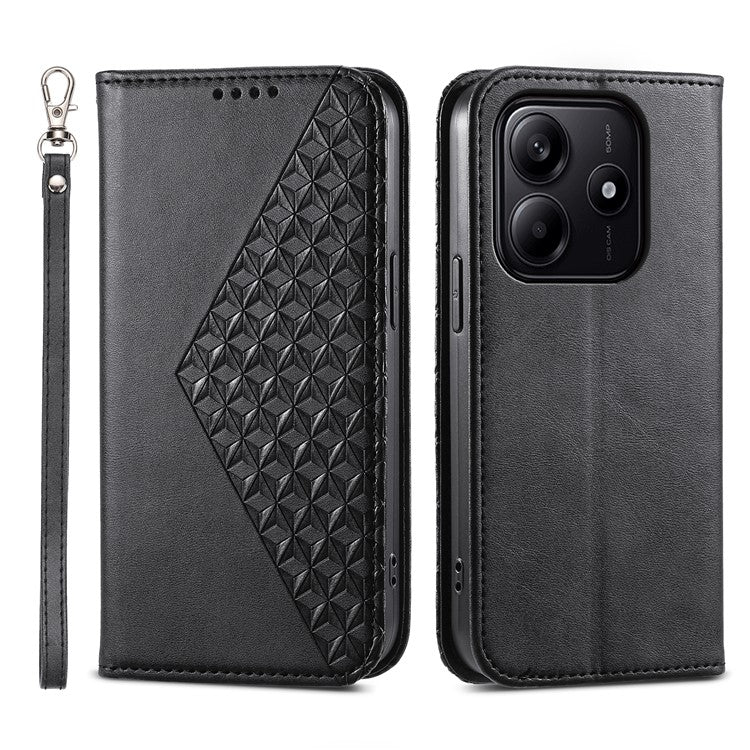 For Xiaomi Redmi Note 14 5G / 14 4G Case Calf Texture PU Leather Phone Cover with Wallet - Black