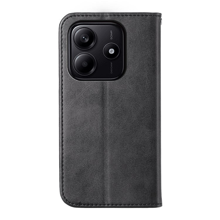 For Xiaomi Redmi Note 14 5G / 14 4G Case Calf Texture PU Leather Phone Cover with Wallet - Black