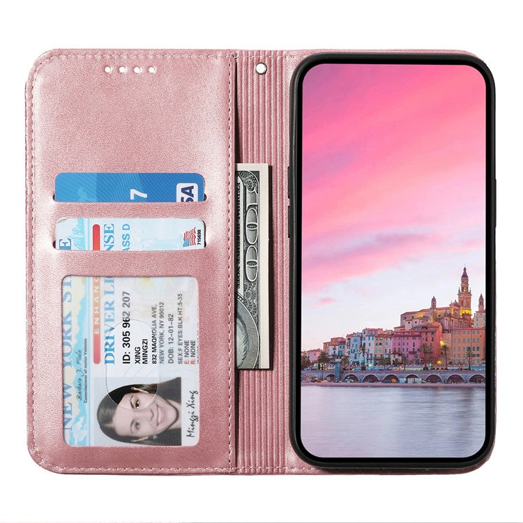 For Xiaomi Redmi Note 14 5G / 14 4G Case Calf Texture PU Leather Phone Cover with Wallet - Rose Gold