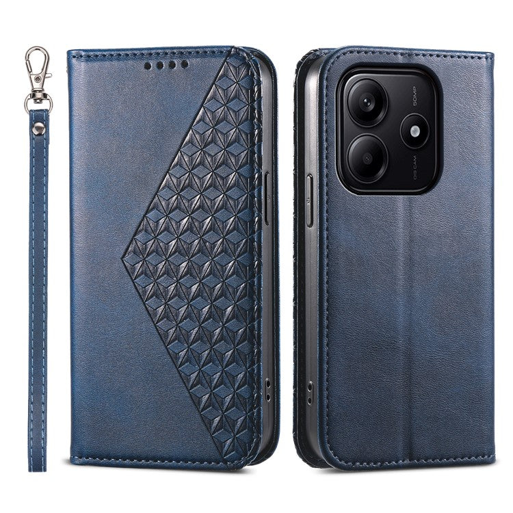 For Xiaomi Redmi Note 14 5G / 14 4G Case Calf Texture PU Leather Phone Cover with Wallet - Blue