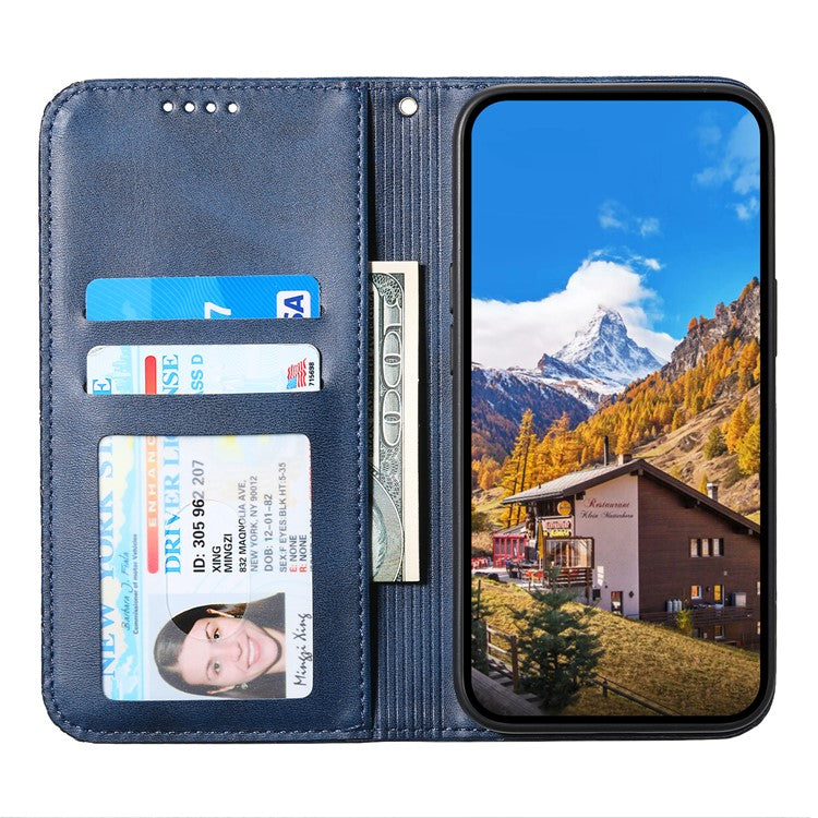 For Xiaomi Redmi Note 14 5G / 14 4G Case Calf Texture PU Leather Phone Cover with Wallet - Blue