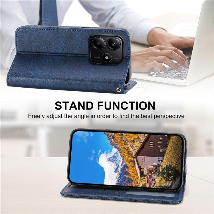 For Xiaomi Redmi Note 14 5G / 14 4G Case Calf Texture PU Leather Phone Cover with Wallet - Blue