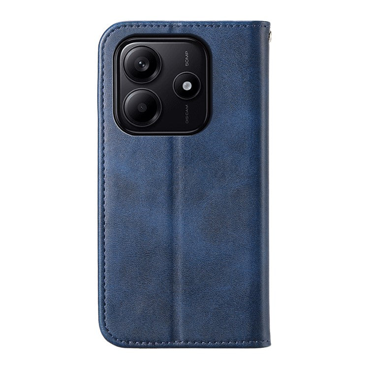 For Xiaomi Redmi Note 14 5G / 14 4G Case Calf Texture PU Leather Phone Cover with Wallet - Blue