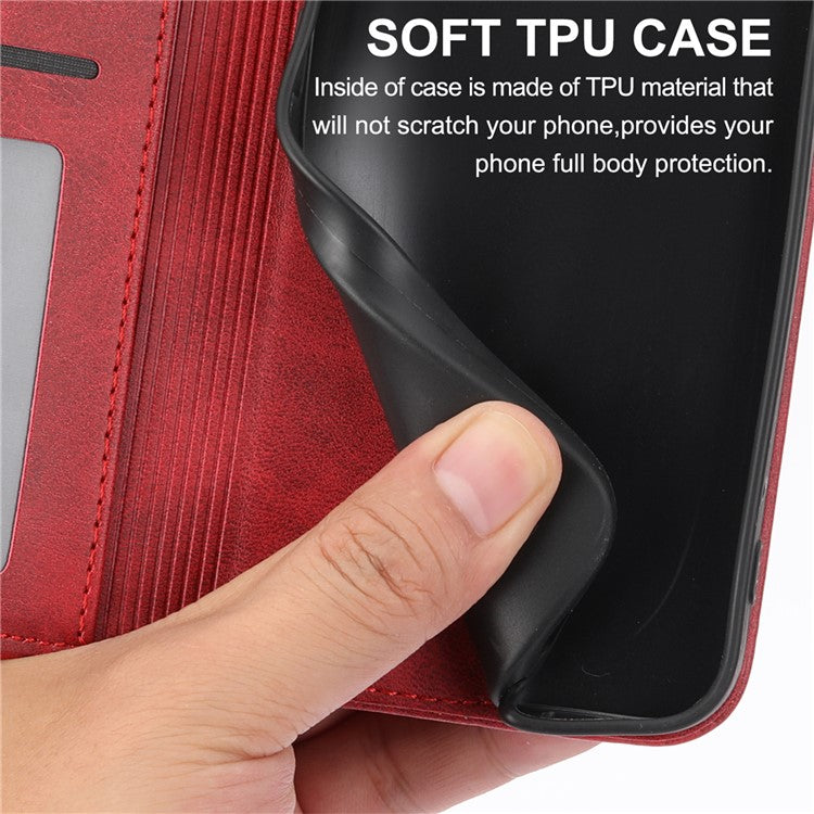 For Xiaomi Redmi Note 14 5G / 14 4G Case Calf Texture PU Leather Phone Cover with Wallet - Red