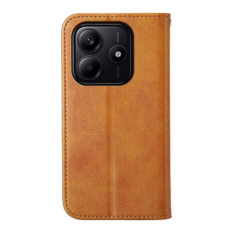 For Xiaomi Redmi Note 14 5G / 14 4G Case Calf Texture PU Leather Phone Cover with Wallet - Yellow