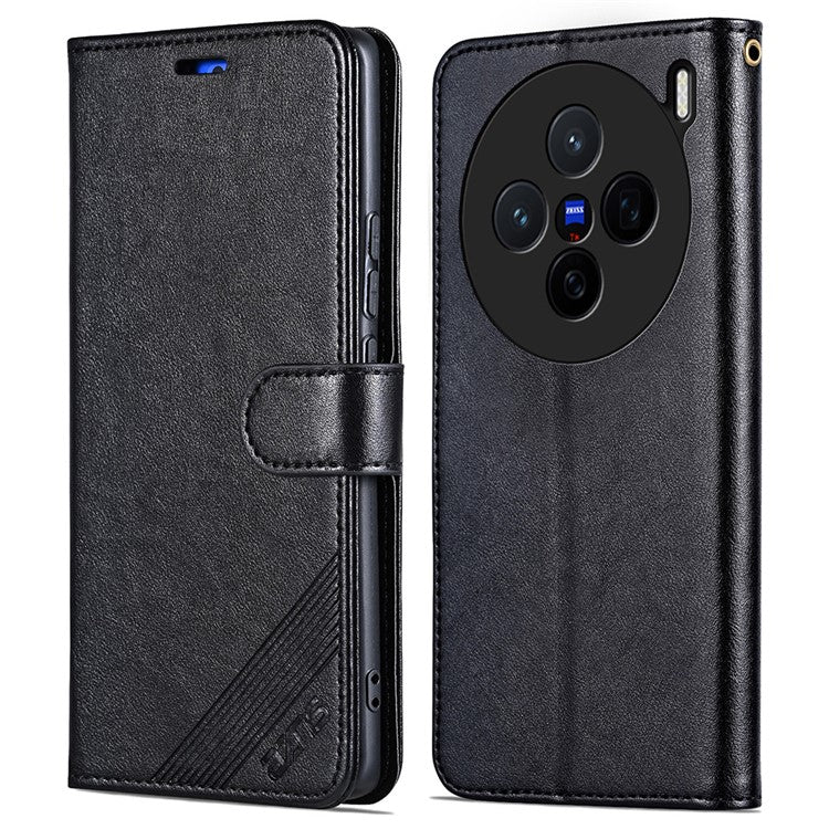 AZNS For vivo X200 5G Case Anti-Scratch PU Leather Stand Wallet Phone Cover - Black