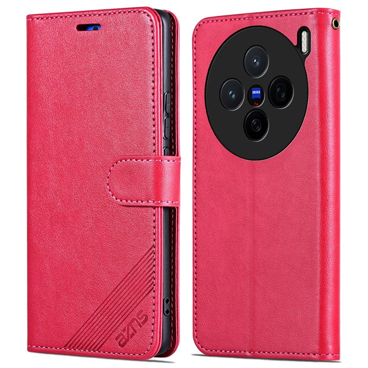 AZNS For vivo X200 5G Case Anti-Scratch PU Leather Stand Wallet Phone Cover - Red