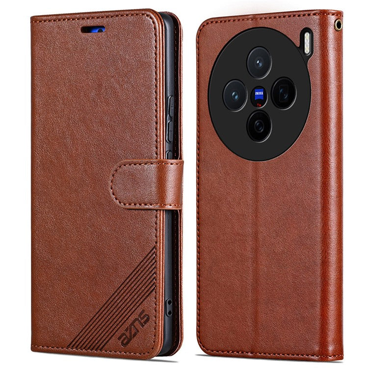 AZNS For vivo X200 5G Case Anti-Scratch PU Leather Stand Wallet Phone Cover - Brown