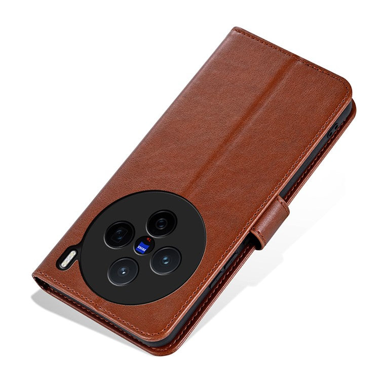 AZNS For vivo X200 5G Case Anti-Scratch PU Leather Stand Wallet Phone Cover - Brown