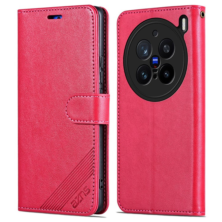 AZNS For vivo X200 Pro 5G Case Anti-Scratch PU Leather Stand Wallet Phone Cover - Red