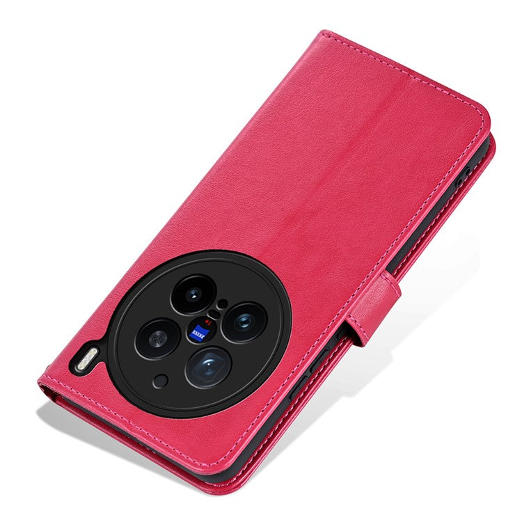 AZNS For vivo X200 Pro 5G Case Anti-Scratch PU Leather Stand Wallet Phone Cover - Red