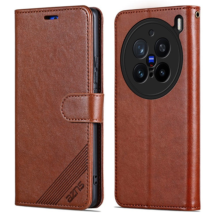 AZNS For vivo X200 Pro 5G Case Anti-Scratch PU Leather Stand Wallet Phone Cover - Brown