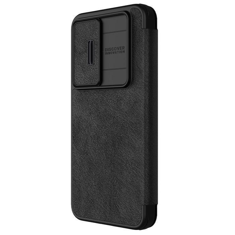 NILLKIN Qin Pro Series for Samsung Galaxy S24 FE Case with Card Slots Leather Phone Cover - Black