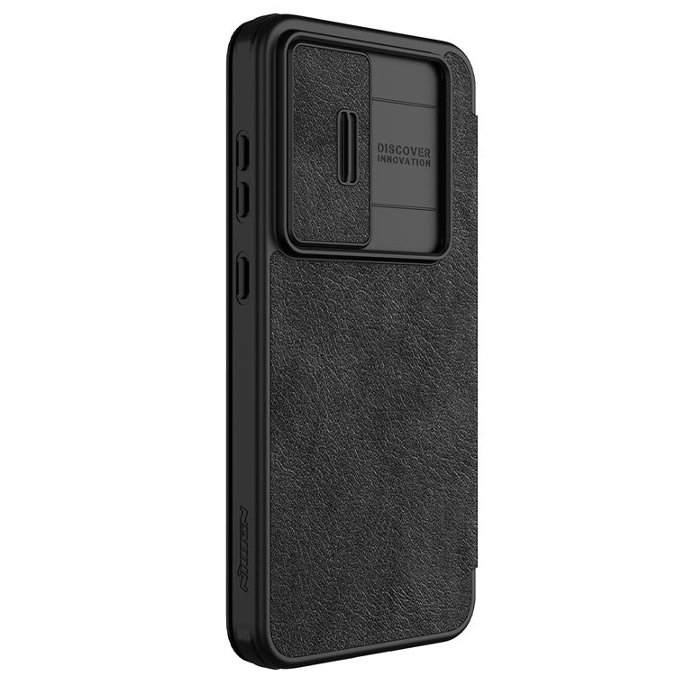 NILLKIN Qin Pro Series for Samsung Galaxy S24 FE Case with Card Slots Leather Phone Cover - Black