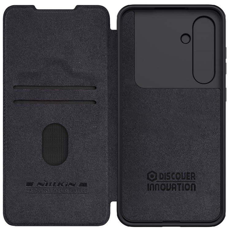 NILLKIN Qin Pro Series for Samsung Galaxy S24 FE Case with Card Slots Leather Phone Cover - Black