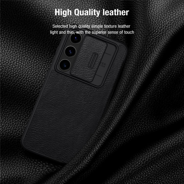 NILLKIN Qin Pro Series for Samsung Galaxy S24 FE Case with Card Slots Leather Phone Cover - Black