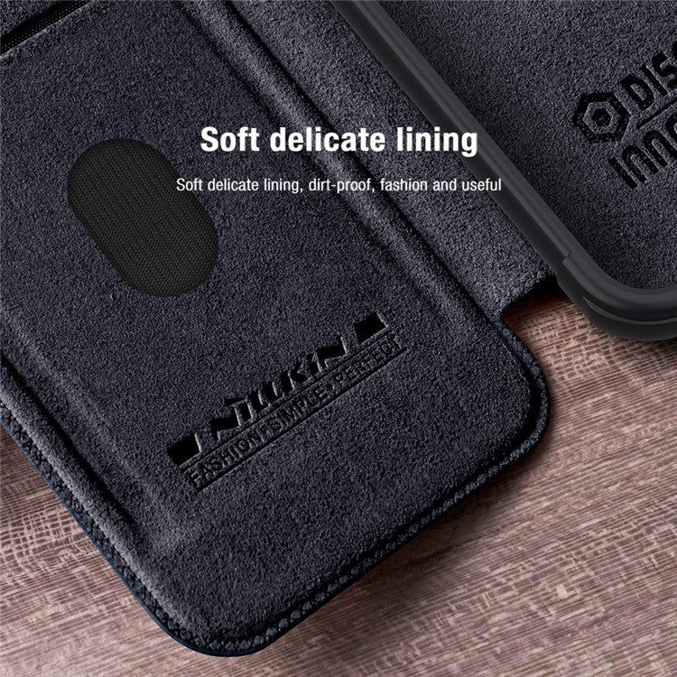 NILLKIN Qin Pro Series for Samsung Galaxy S24 FE Case with Card Slots Leather Phone Cover - Black