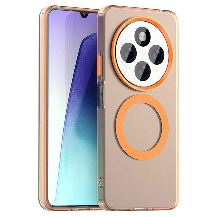 For Xiaomi Poco C75 4G / Redmi 14R 5G / 14C 4G Case Compatible with MagSafe PC+TPU+PET Anti-Drop Phone Cover - Orange