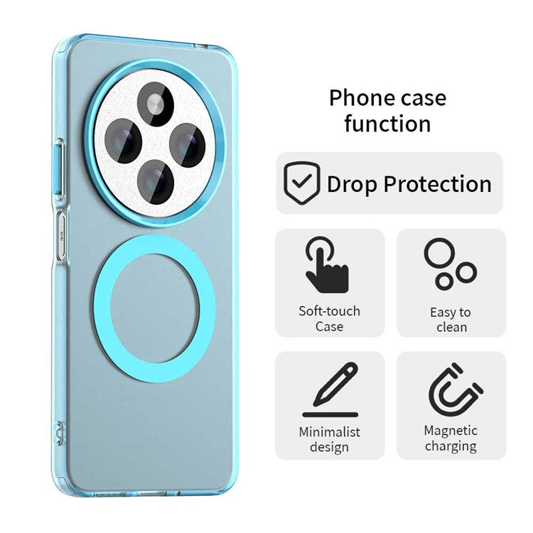 For Xiaomi Poco C75 4G / Redmi 14R 5G / 14C 4G Case Compatible with MagSafe PC+TPU+PET Anti-Drop Phone Cover - Blue