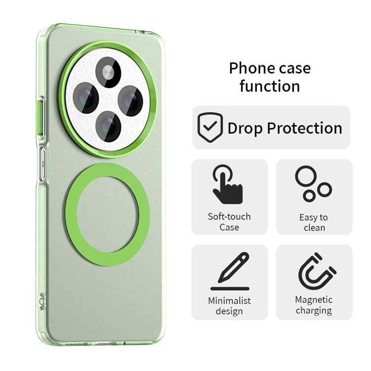 For Xiaomi Poco C75 4G / Redmi 14R 5G / 14C 4G Case Compatible with MagSafe PC+TPU+PET Anti-Drop Phone Cover - Green