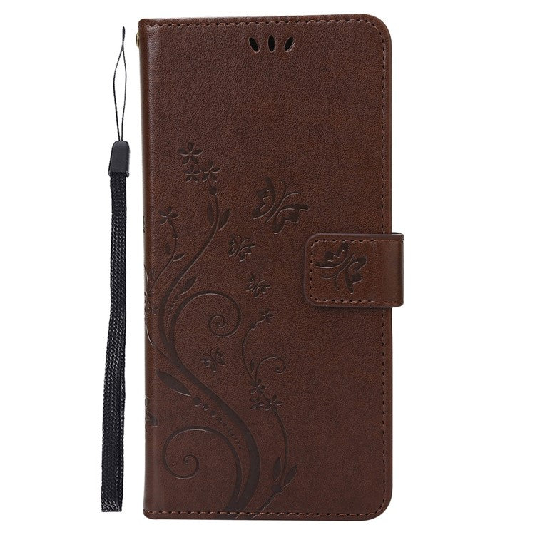 For Google Pixel 7 5G Anti-scratch Dustproof Phone Cover Wallet Stand PU Leather Imprinting Flower Butterflies Cell Phone Case - Brown