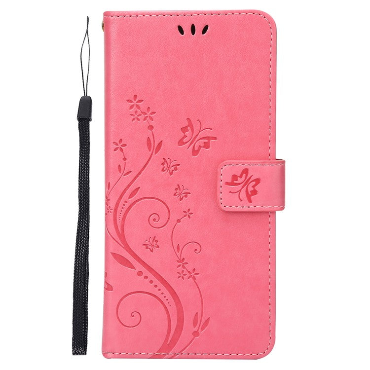 For Google Pixel 7 5G Anti-scratch Dustproof Phone Cover Wallet Stand PU Leather Imprinting Flower Butterflies Cell Phone Case - Pink